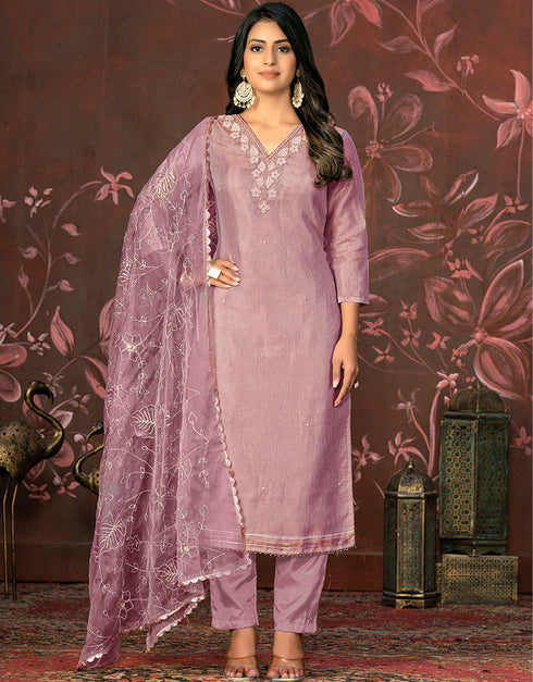 glamorous purple simmer cotton designer party wear heavy salwar suit collection with purple santoon 13598-acy3665 Front View